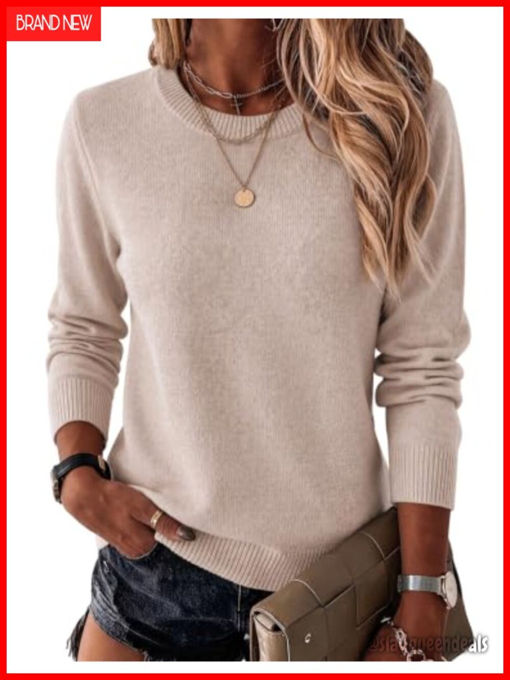 Wool Blend Crewneck Long Sleeve Pullover Sweater